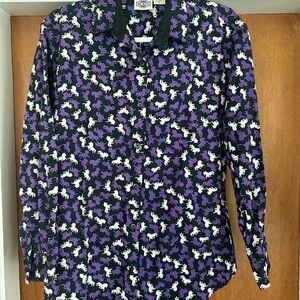 Purple and White Horse Print Blouse